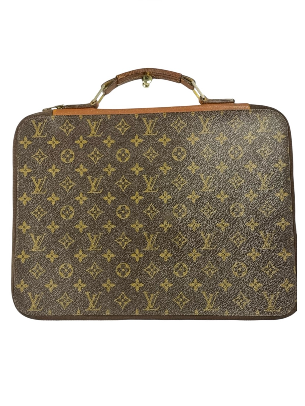 Louis Vuitton Monogram Portfolio Briefcase Document Case Vintage Brown Canvas